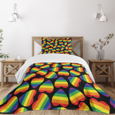 Hearts Gay Pride Flag Bedspread Set