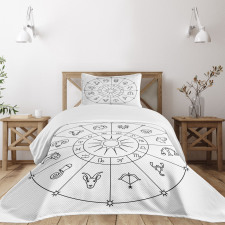 Sketchy Zodiac Circle Bedspread Set
