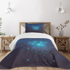 Zodiac Signs in Space Bedspread Set