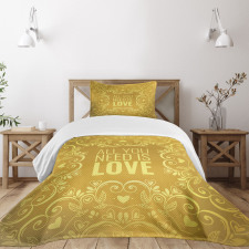 Romantic Words Swirls Bedspread Set