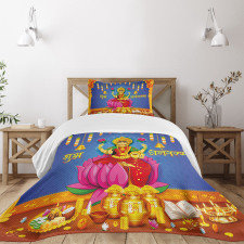 Ethnic Figures Lotus Ancient Bedspread Set