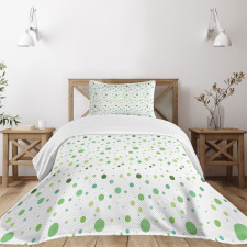 Green Toned Polka Dots Bedspread Set