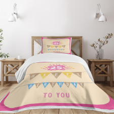 Flags Pink Frame Bedspread Set