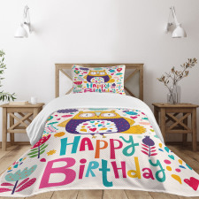 Funny Greeting Doodle Art Bedspread Set