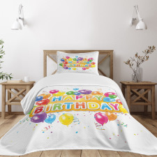 Vivid Birthday Balloon Bedspread Set