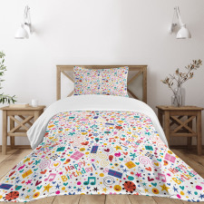 Hearts Musical Notes Bedspread Set