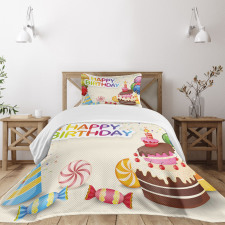 Colorful Party Elements Bedspread Set