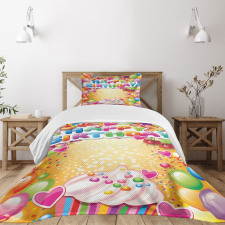 Vivid Balloons Cupcake Bedspread Set