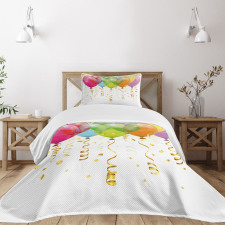 3D Balloons Rain Bedspread Set