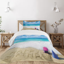 Happy Birthday on Sand Bedspread Set