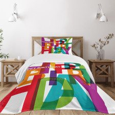 Broken Text Graphic Bedspread Set