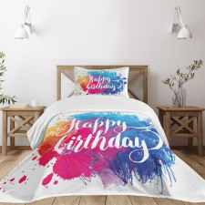 Birthday Message Colorful Bedspread Set