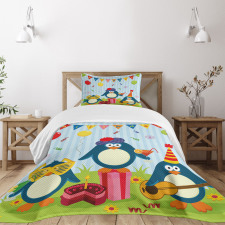 Birthday Penguin Bedspread Set