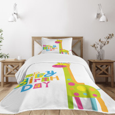 Birthday Baby Giraffe Bedspread Set