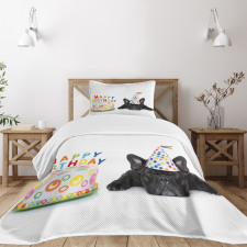 Bulldog Party Cake Bedspread Set