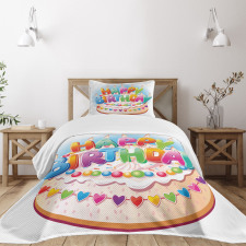 Cake Candles Hearts Bedspread Set