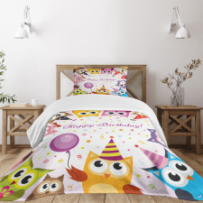 Birthday Party Owls Bedspread Set