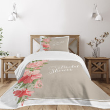 Floral Wedding Frame Bedspread Set