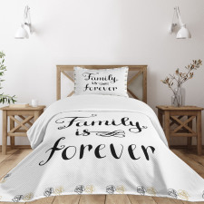Family Words Ink Sketch Bedspread Set