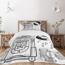 Music Box Notes Coins Bedspread Set