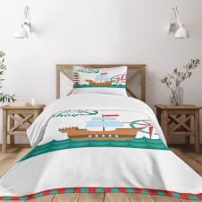 Boat Ahoy Compass Bedspread Set