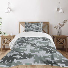 Pixel Effect Digital Grey Bedspread Set