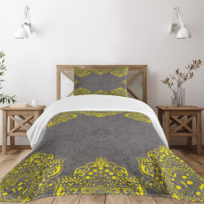 Yellow Grey Florals Bedspread Set