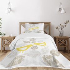 Art Deco Birds Leaves Bedspread Set