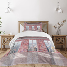 Red Brick Wall Loft City Bedspread Set