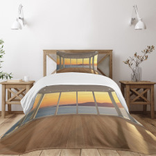 House with Mountain Ocean Bedspread Set