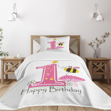 Bees Party Cake Candle Bedspread Set
