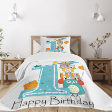 First Cake Candle Owls Bedspread Set