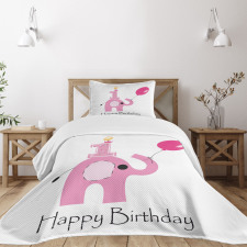 Girls Party Elephant Bedspread Set