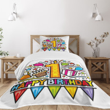 Pop Art Style Party Bedspread Set