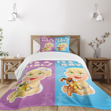 Girl Boy Dogs Bedspread Set