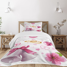 Wedding Rings Hearts Bedspread Set