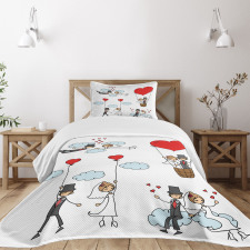 Newlyweds Caricature Bedspread Set