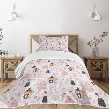 Drawing Pattern Wedding Bedspread Set