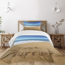 Just Married on Sand Bedspread Set