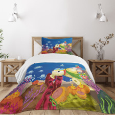 Cartoon Turtle Children Bedspread Set