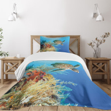 Exotic Turtle Coral Bedspread Set