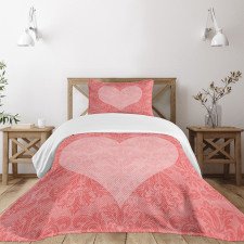 Pink Heart Damask Bedspread Set