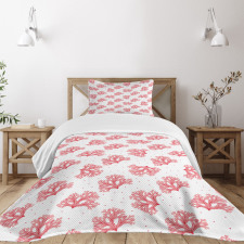 Underwater Seaweeds Dots Bedspread Set