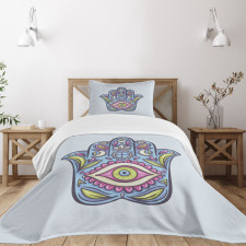 Doodle Colorful Hamsa Bedspread Set