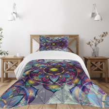 Grunge Futuristic Mandala Bedspread Set