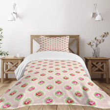 Rose Damask Old Bedspread Set