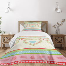 Country Rose Hearts Bedspread Set