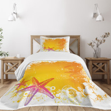 Exotic Flowers Seastars Bedspread Set