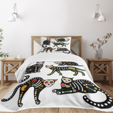 Ornate Black Cats Bedspread Set
