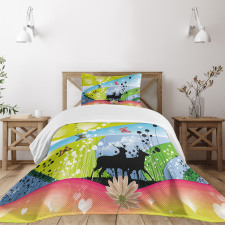 2 Reindeer in Spring Bedspread Set